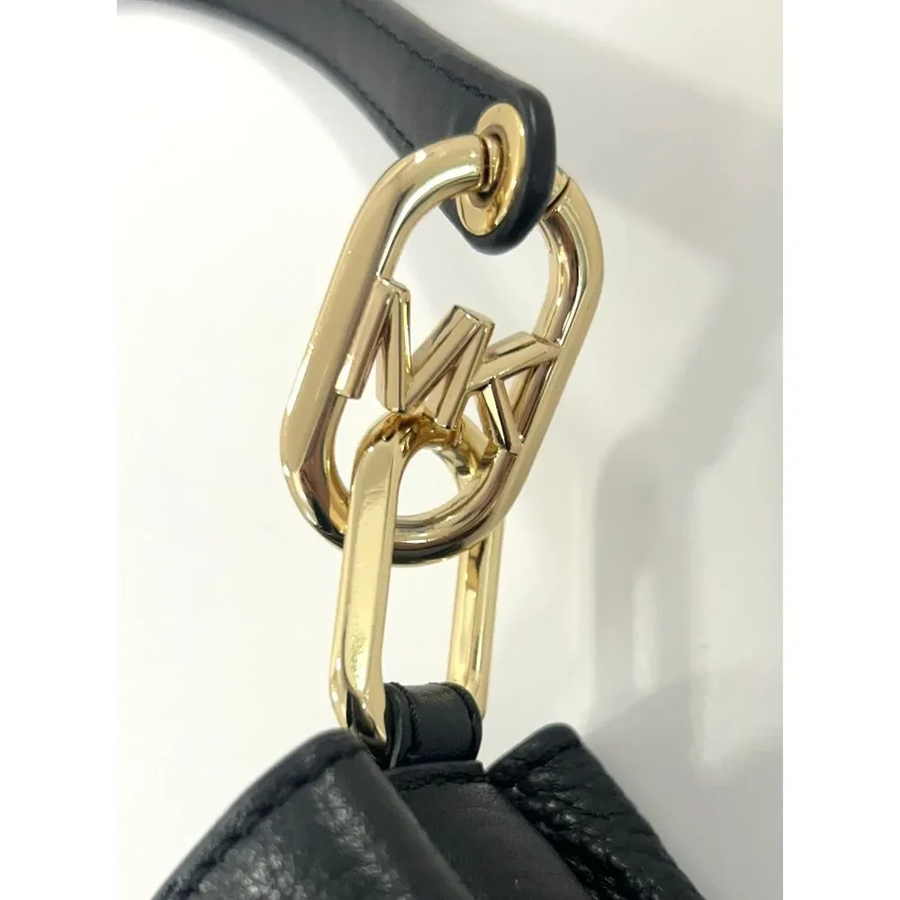 Michael Kors Trisha Medium Pebbled Leather Crossbody Bag Black 35H1G9TC8L